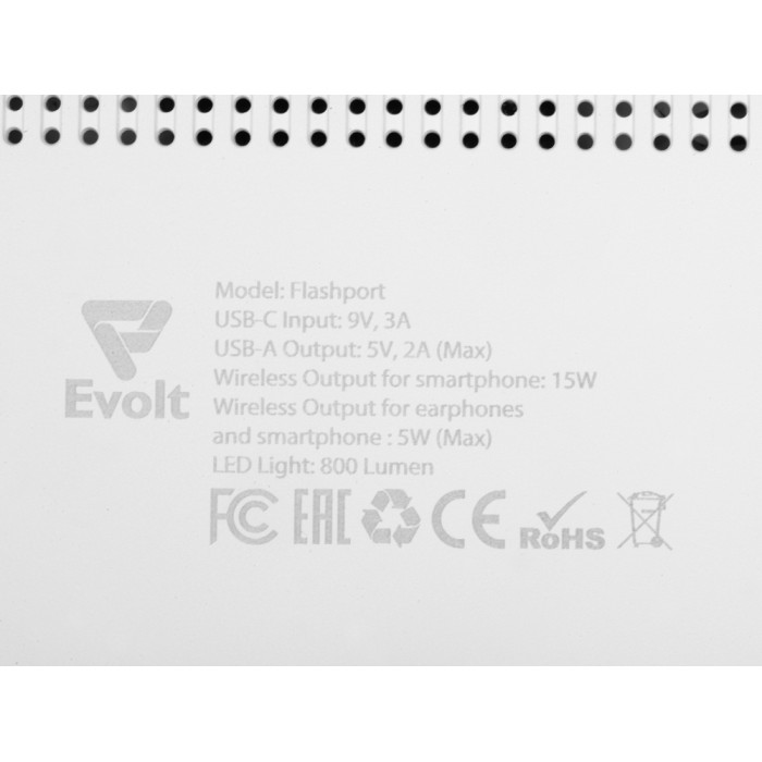 Складная зарядная станция с беспроводной зарядкой Flashport, 15 Вт, белый (Р)
