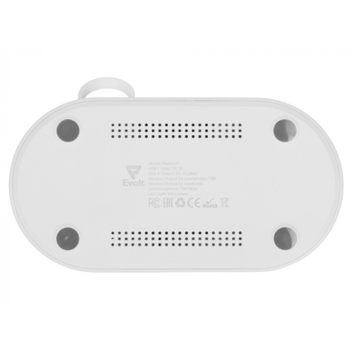 Складная зарядная станция с беспроводной зарядкой Flashport, 15 Вт, белый (Р)