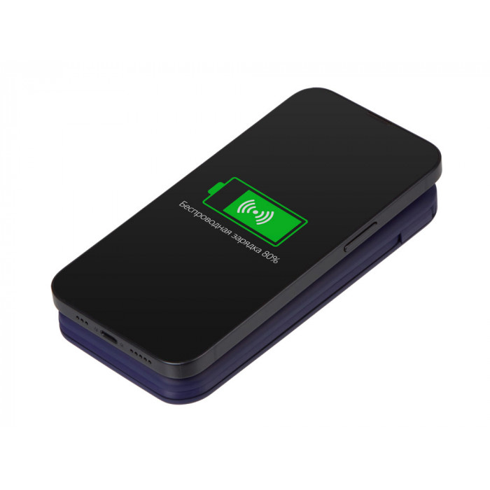 Внешний беспроводной аккумулятор с подсветкой лого Astro, 10000 mAh, темно-синий (Р)