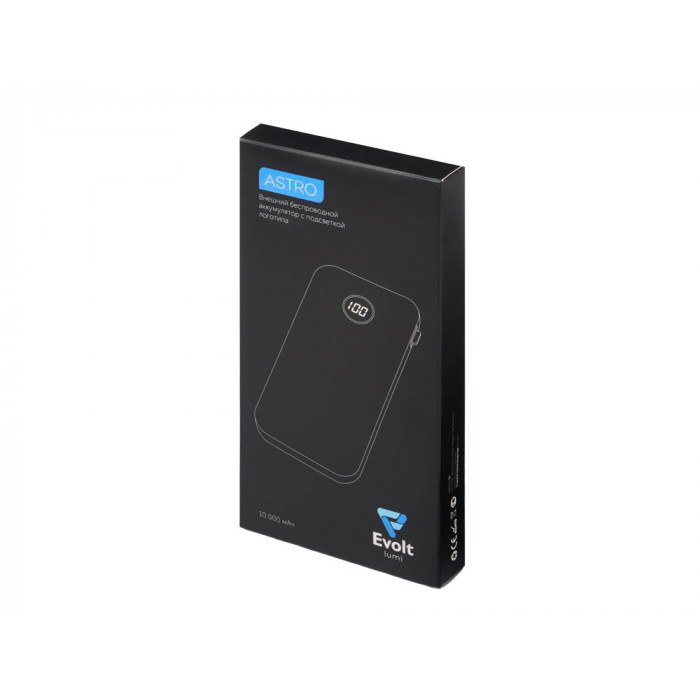 Внешний беспроводной аккумулятор с подсветкой лого Astro, 10000 mAh, темно-синий (Р)