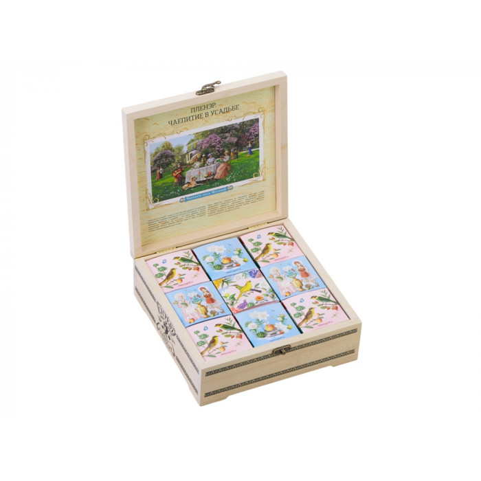 Подарочный набор с чаем Чайный букет в деревянной шкатулке, натуральный