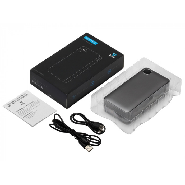 Внешний аккумулятор Mild Pro c быстрой зарядкой QC/PD, 20 000 mAh, серый (Р)