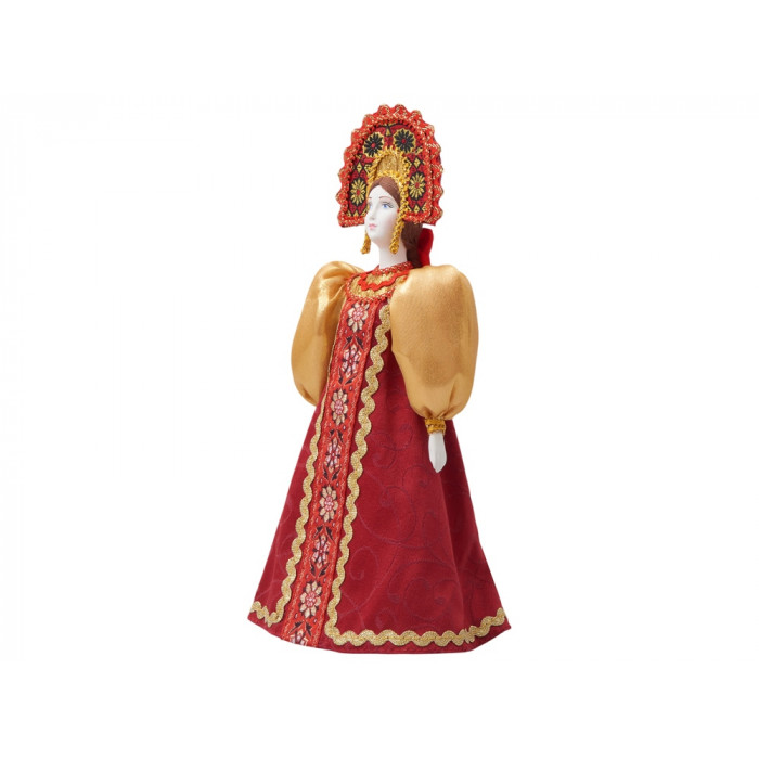 Подарочный набор: кукла фарфоровая, чай Малина с мятой, красный