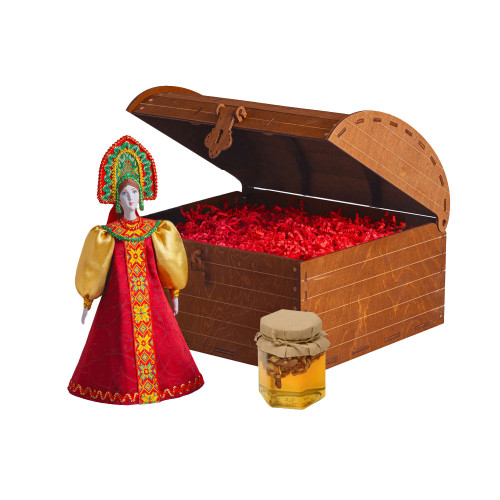 Подарочный набор: кукла фарфоровая, мед, красный Подарочный набор: кукла фарфоровая, мед, красный
