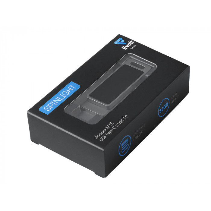 Флешка 32 ГБ USB Type-C и USB 3.0 с подсветкой лого Спинлайт