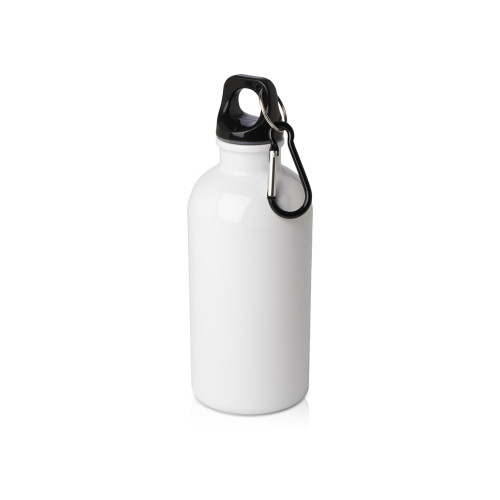 Одностенная бутылка для воды с карабином Oregon, изготовленная из нержавеющей стали, сертифицированной по стандарту RCS, объемом 400 мл - Белый Одностенная бутылка для воды с карабином Oregon, изготовленная из нержавеющей стали, сертифицированной по стандарту RCS, объемом 400 мл - Белый