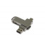 USB 2.0- флешка на 16 Гб поворотный механизм 2 в 1, c дополнительным разъемом Type-C с одноцветным металлическим клипом, серебристый