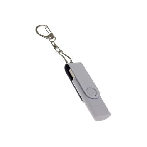 USB-флешка на 8 Гб 2 в 1 поворотный механизм, c дополнительным разъемом Type-C с одноцветным металлическим клипом, белый USB-флешка на 8 Гб 2 в 1 поворотный механизм, c дополнительным разъемом Type-C с одноцветным металлическим клипом, белый