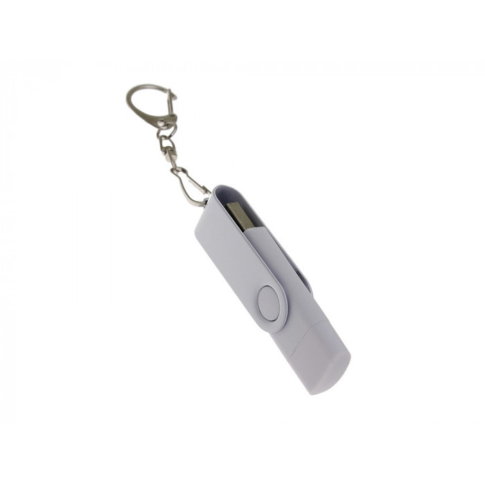 USB-флешка на 16 Гб 2 в 1 поворотный механизм, c дополнительным разъемом Type-C с одноцветным металлическим клипом, белый