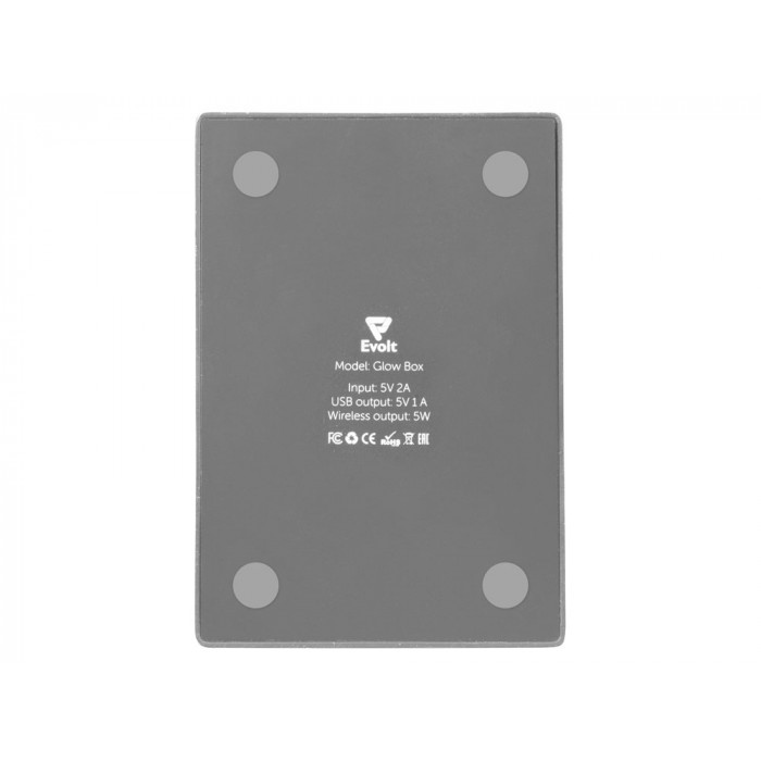 Беспроводная зарядка-подставка с подсветкой Glow box, серый (Р)