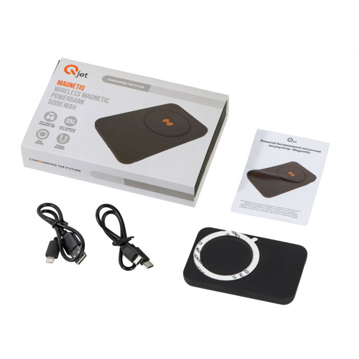 Магнитный беспроводной внешний аккумулятор MagnetIQ, 5000 mah, 10 W, черный (Р)