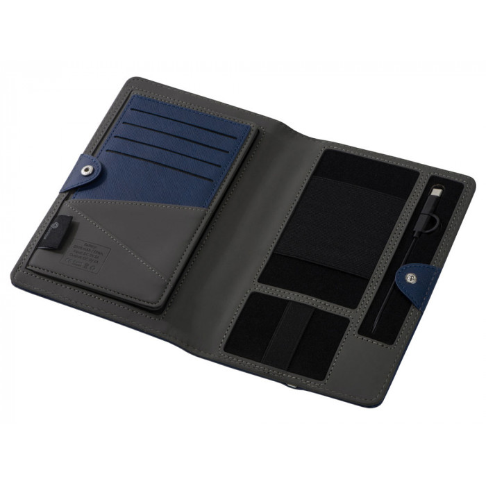 Органайзер с функцией беспроводной зарядки Manner, 5000 mah, темно-синий (Р)