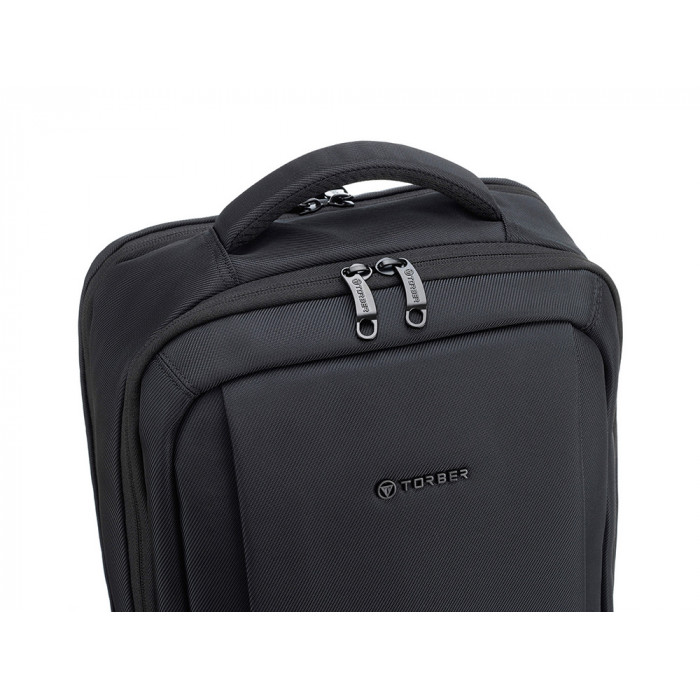 Рюкзак TORBER ВОЯЖ c отделением для ноутбука 17'', черный, полиэстер 900D, 31х17х44 см, 18 л