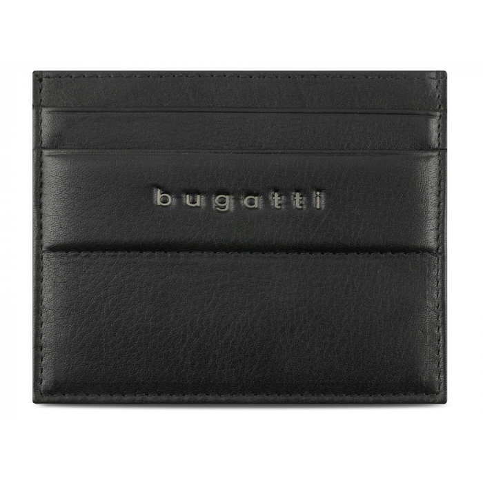 Портмоне для кредитных карт BUGATTI НОМ | NOME, с защитой данных RFID, черное, натуральная воловья кожа, 10,2х0,3х8,2 см