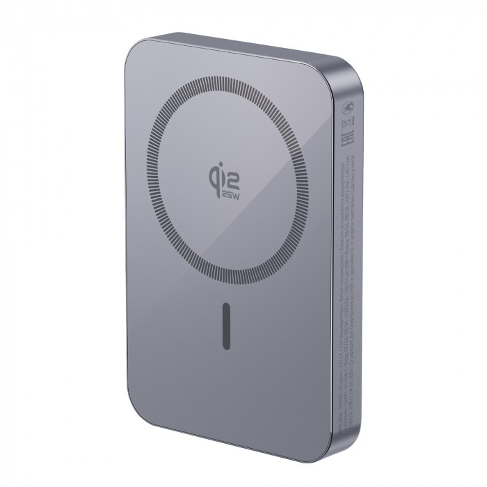 Внешний АКБ NRG Max Qi2.2 10000 мА-ч, 25Вт MageSafe, серый, Deppa