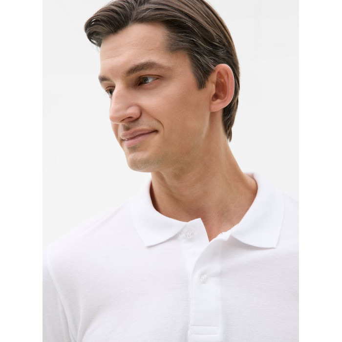 Рубашка поло мужская с длинным рукавом Perfect LSL Men белая, размер S