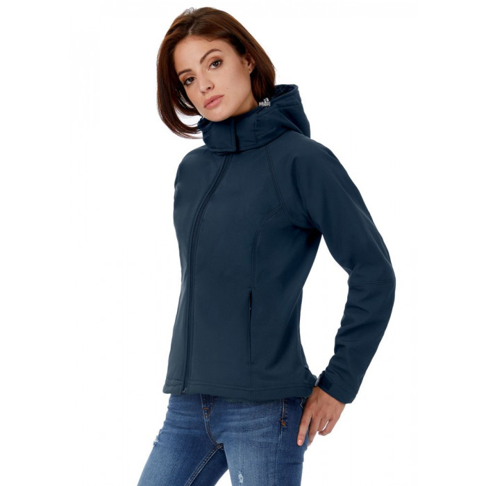 Куртка женская Hooded Softshell темно-синяя, размер S
