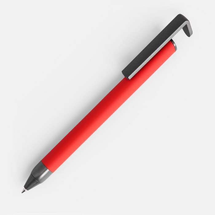 Ручка шариковая Standic с подставкой для телефона, красная