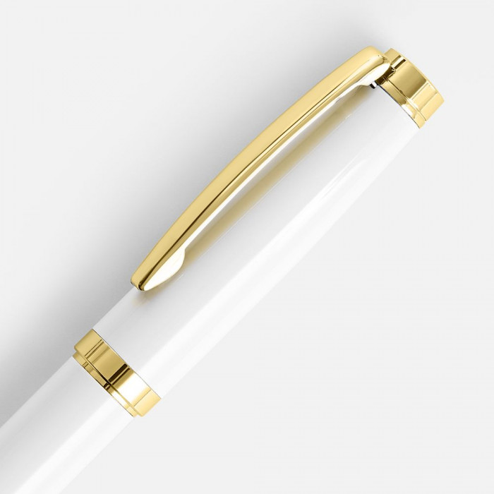 Ручка шариковая Letra Gold, глянцевая, белая