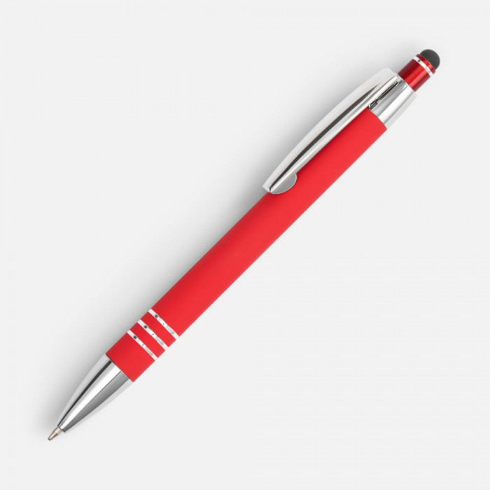 Ручка шариковая Sansen Soft Touch со стилусом, красная