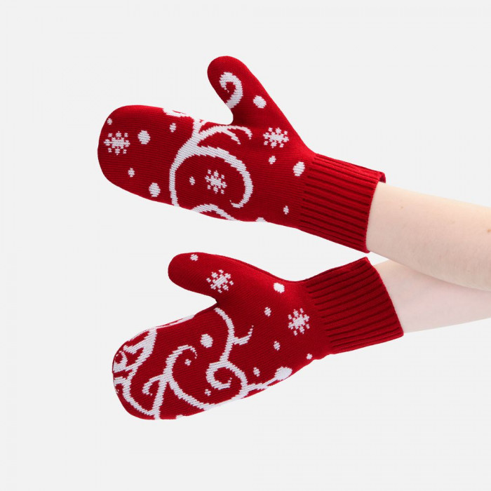 Варежки Adventino, красный с молочным, размер L/XL