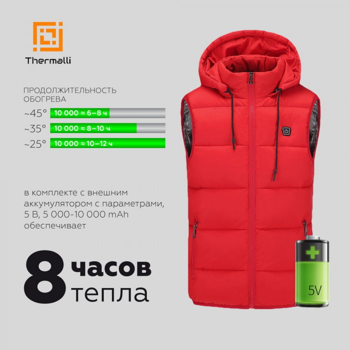 Куртка с подогревом Thermalli Everest, черная, размер S