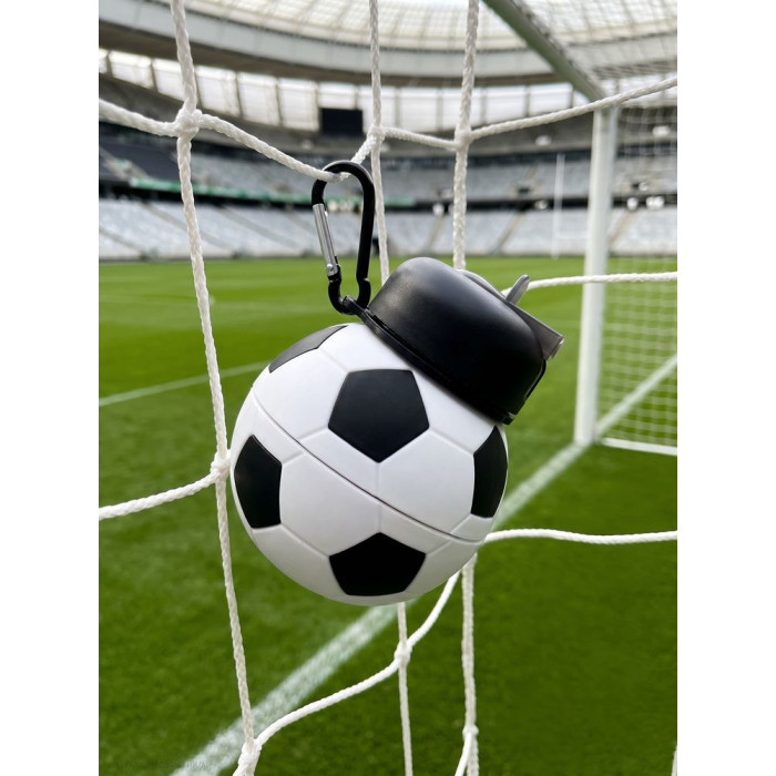 Складная бутылка для воды Football Flex, белая с черным