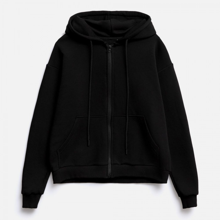 Толстовка унисекс оверсайз на молнии Zippy Terry, черная, размер XL/XXL