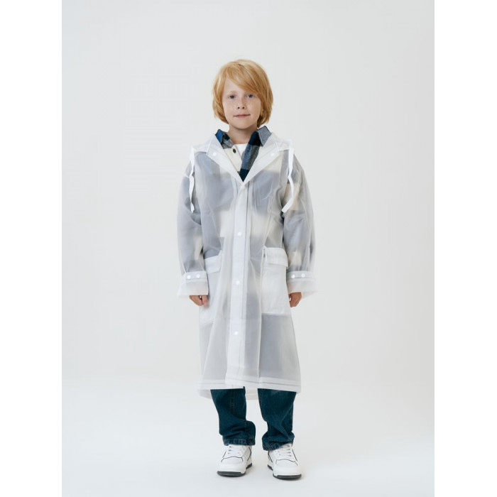 Дождевик детский RainDrop Kids, белый, 8 лет (рост 118-128)