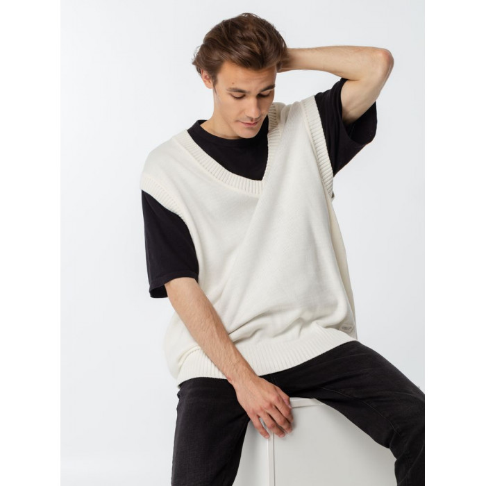 Жилет оверсайз унисекс Tad в сумке, молочно-белый, размер L/XL