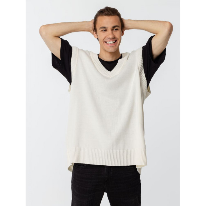 Жилет оверсайз унисекс Tad в сумке, молочно-белый, размер L/XL