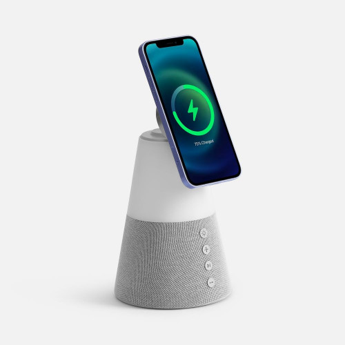 Bluetooth-колонка с беспроводной зарядкой и подсветкой Cone Sonance, серая Bluetooth-колонка с беспроводной зарядкой и подсветкой Cone Sonance, серая