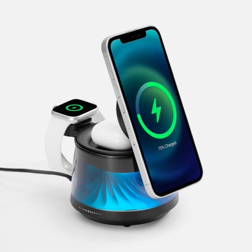 Bluetooth-колонка с подсветкой и беспроводной зарядкой Quantium, черная