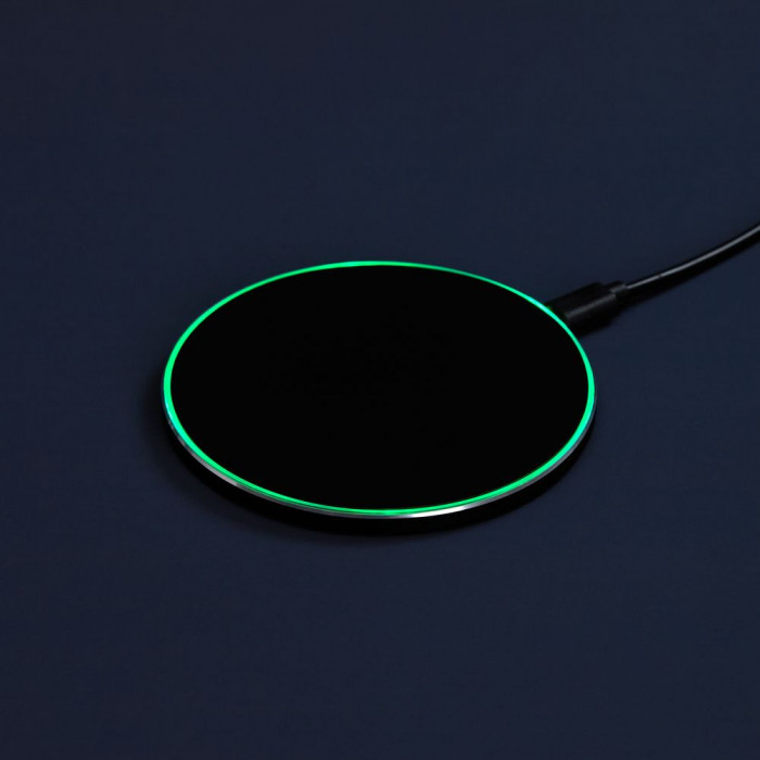 Беспроводное зарядное устройство с подсветкой Lightcore, черное