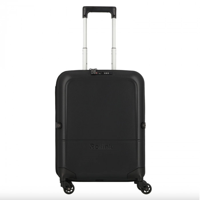 Чемодан складной Rollink FLEX LIGHT 55x40x20 см, 4 колеса, черный