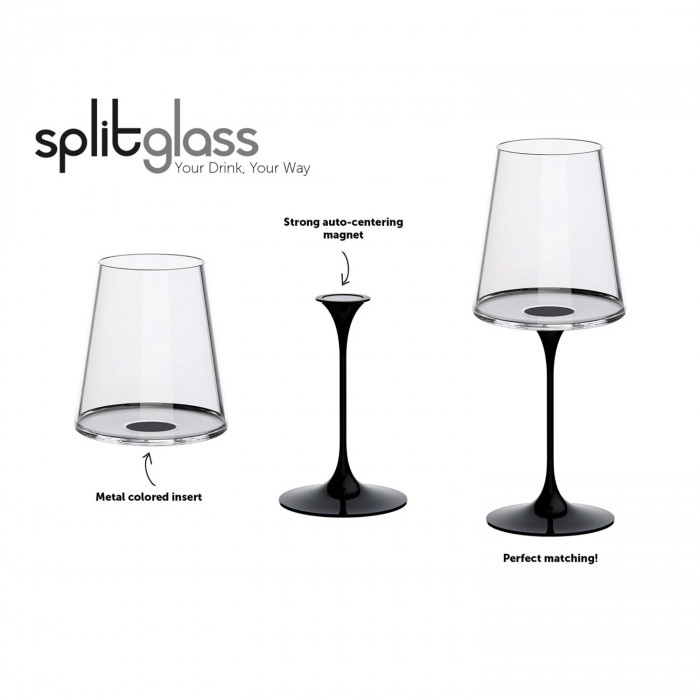 Хрустальный бокал для красного вина на магните Trebonn SplitGlass, 2 шт, 450 мл