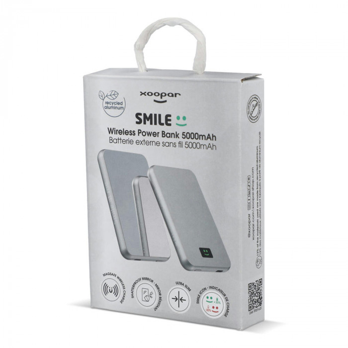 Внешний беспроводной аккумулятор Xoopar Smile с MagSafe и зеркалом, 5000 мА·ч