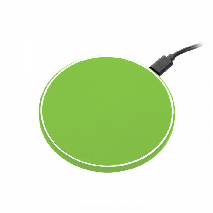 Беспроводное зарядное устройство с подсветкой 15W Аурис (Auris), салатовое