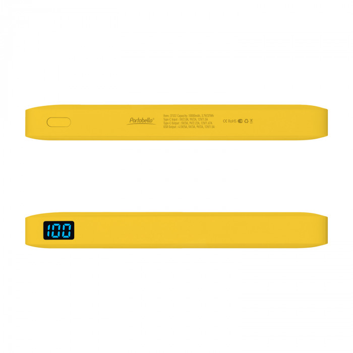 Внешний аккумулятор с подсветкой Анкор Плюс PD (Ancor PD Plus) 10000 mAh, желтый