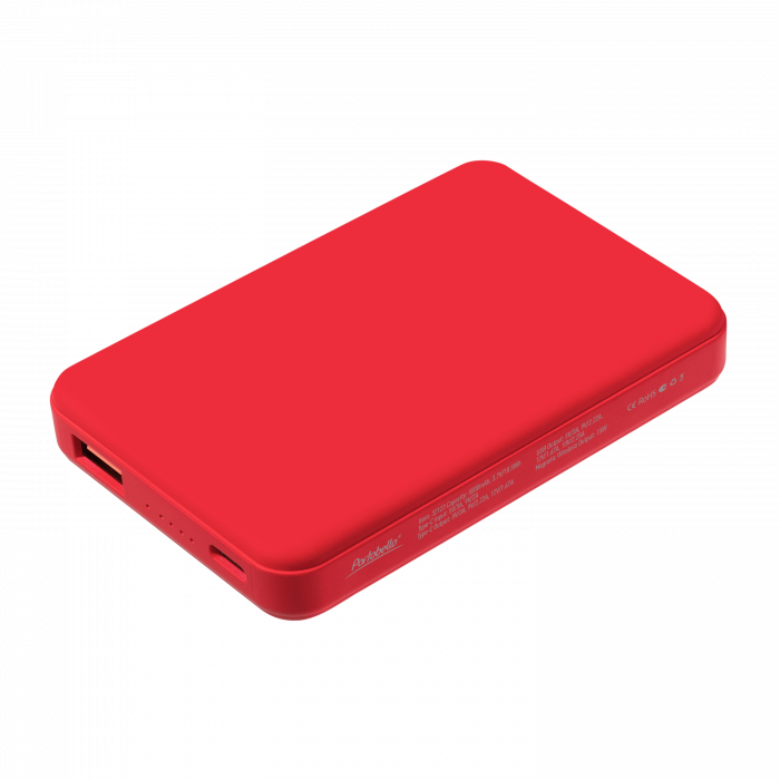 Внешний аккумулятор Ларго PD (Largo PD) 5000mAh с функцией беспроводной зарядки 15W, красный