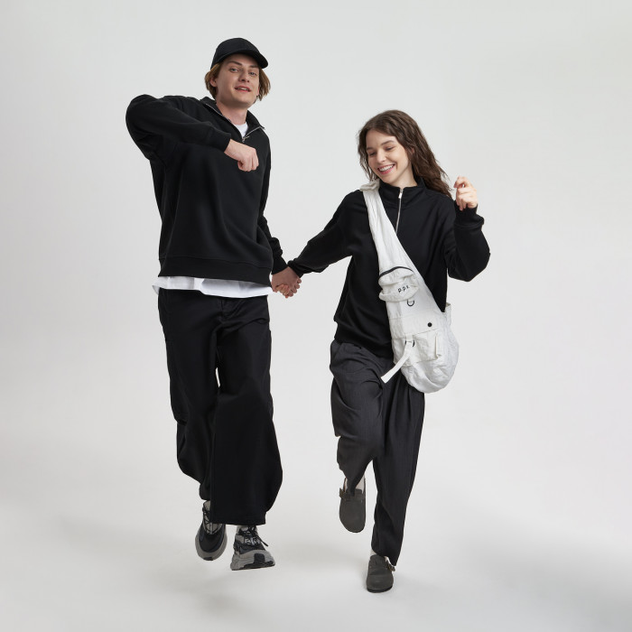 Толстовка на молнии унисекс Флоу (Flow), черная, размер XS/S