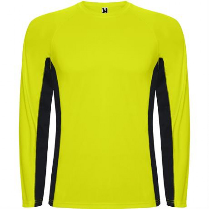 Спортивная футболка SHANGHAI L/S мужская, ФЛУОРЕСЦЕНТНЫЙ ЖЕЛТЫЙ/ЧЕРНЫЙ 2XL