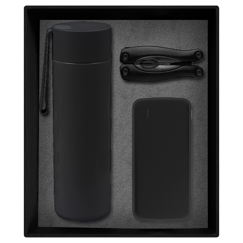 Набор подарочный Solution Prestige Trio (внешний аккумулятор, мультитул, термос), черный