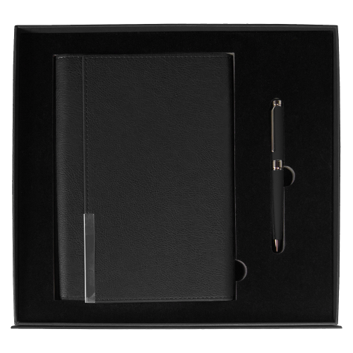 Набор подарочный Solution Prestige Duo (ежедневник в суперобложке, ручка шариковая) черный