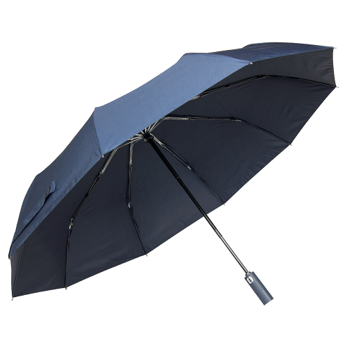 Зонт складной автоматический Forest Cardiff  Safeclosing, диаметр 112 см, 10 панелей, с плавным закрытием, в подарочной коробке,  темно-синий