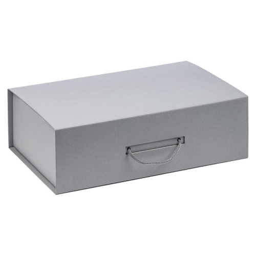 Подарочная коробка Solution Prestige Big Case с магнитным клапаном и ручкой , серебристая, размер 39*26,3*11 см