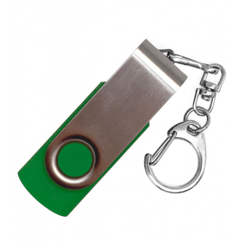Флеш накопитель Twister 64GB, пластик Софт Тач/металл, зеленый/серебро