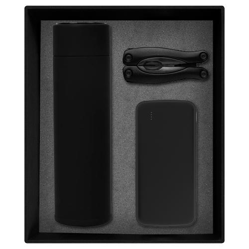 Набор подарочный Solution Prestige Trio (внешний аккумулятор, мультитул, термос), черный