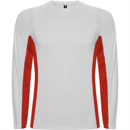 Спортивная футболка SHANGHAI L/S мужская, БЕЛЫЙ/КРАСНЫЙ 2XL