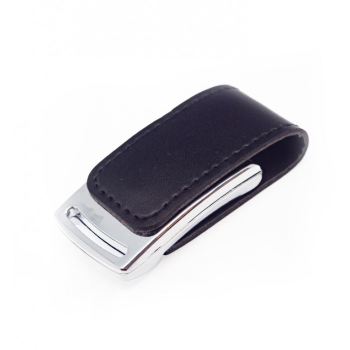 Флеш накопитель Shine, USB 2.0 32GB, металл/кожзам, серебро/черный 32GB